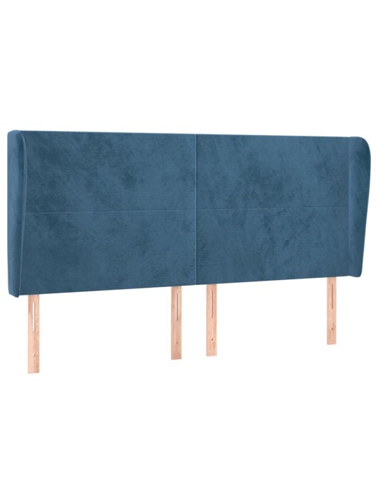 Voodipeats servadega, tumesinine, 163x23x118/128 cm, samet