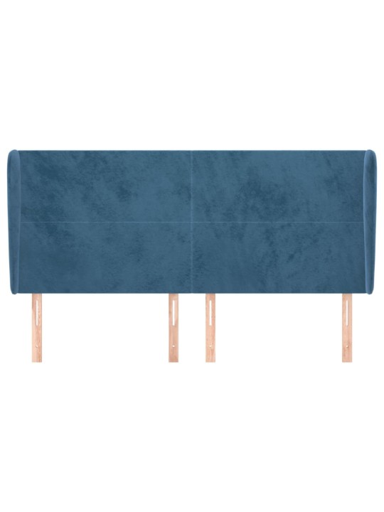 Voodipeats servadega, tumesinine, 163x23x118/128 cm, samet