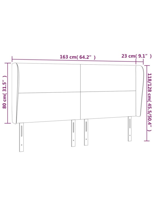 Voodipeats servadega, tumesinine, 163x23x118/128 cm, samet