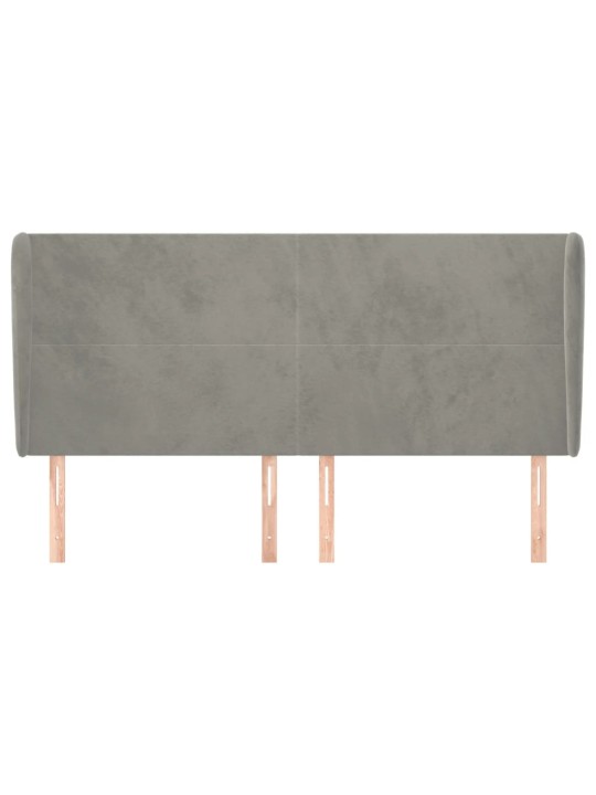 Voodipeats servadega, helehall, 183x23x118/128 cm, samet