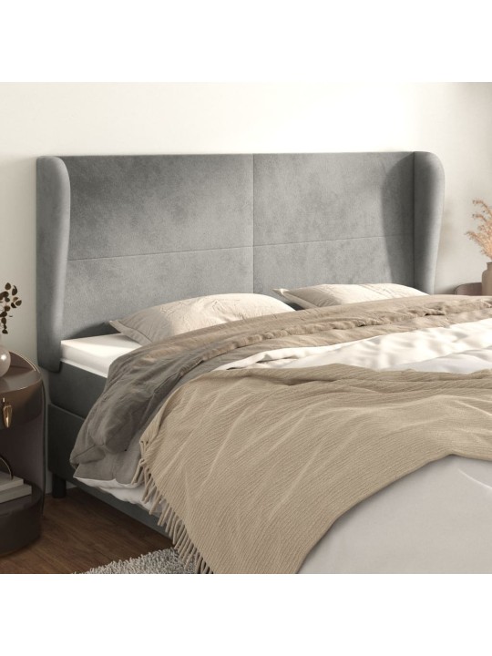 Voodipeats servadega, helehall, 183x23x118/128 cm, samet