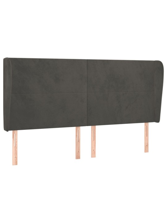 Voodipeats servadega, tumehall, 183x23x118/128 cm, samet