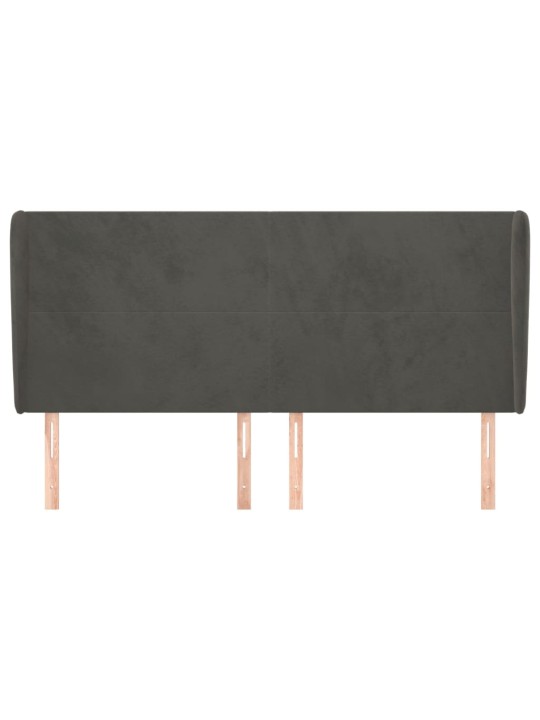 Voodipeats servadega, tumehall, 183x23x118/128 cm, samet