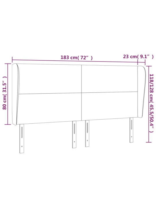 Voodipeats servadega, tumeroheline, 183x23x118/128 cm, samet