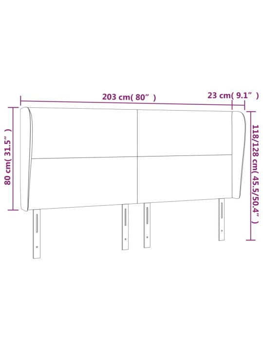 Voodipeats servadega, tumeroheline, 203x23x118/128 cm, samet