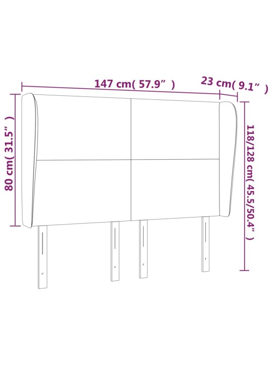 Voodipeats servadega, valge, 147x23x118/128 cm, kunstnahk