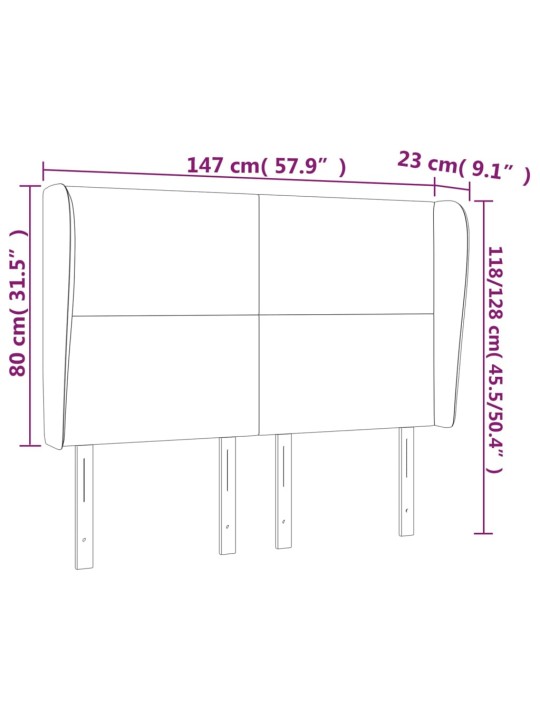 Voodipeats servadega, hall, 147x23x118/128 cm, kunstnahk