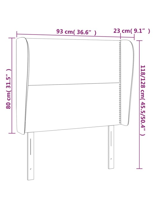 Voodipeats servadega, tumehall, 93x23x118/128 cm, kangas