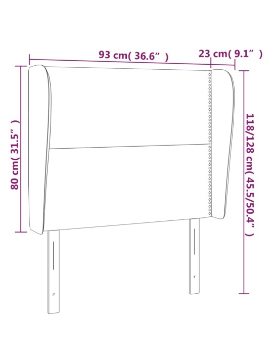 Voodipeats servadega, must, 93x23x118/128 cm, kangas