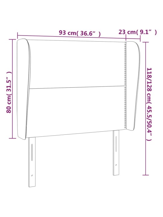 Voodipeats servadega, tumepruun, 93x23x118/128 cm, kangas