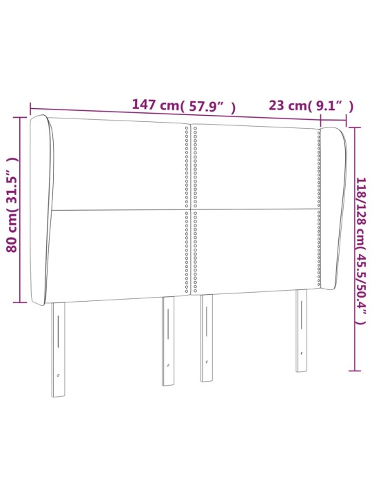 Voodipeats servadega, must, 147x23x118/128 cm, kangas