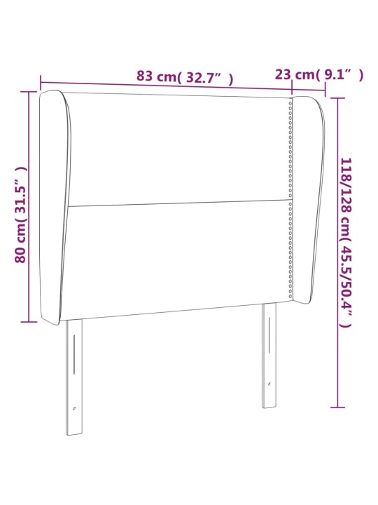 Voodipeats servadega, tumeroheline, 83x23x118/88 cm, samet