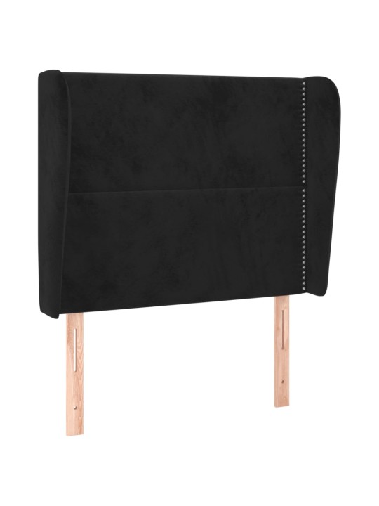 Voodipeats servadega, must, 93x23x118/128 cm, samet