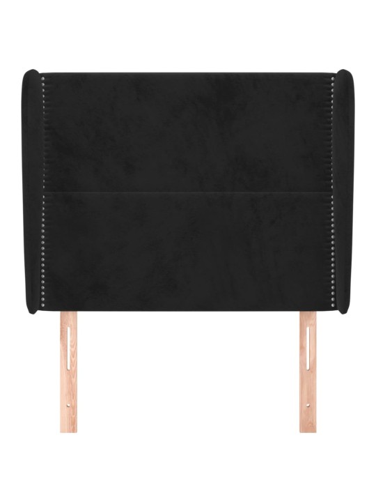 Voodipeats servadega, must, 93x23x118/128 cm, samet