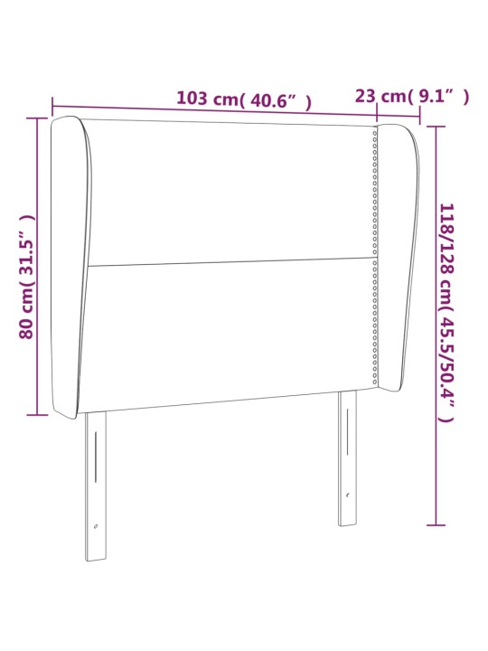 Voodipeats servadega, tumeroheline, 103x23x118/128 cm, samet