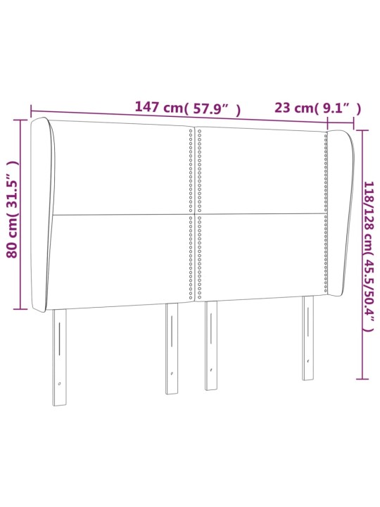 Voodipeats servadega, must, 147x23x118/128 cm, samet