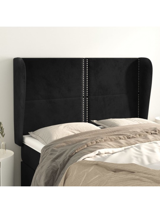 Voodipeats servadega, must, 147x23x118/128 cm, samet