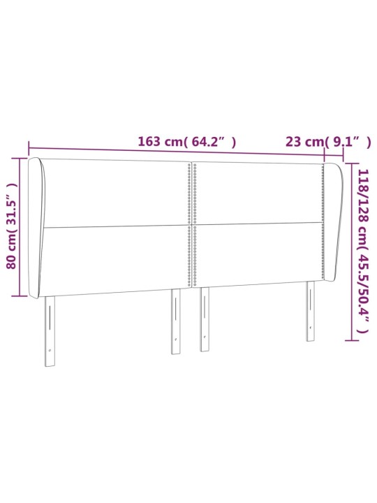 Voodipeats servadega, tumehall, 163x23x118/128 cm, samet