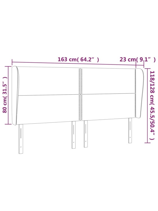 Voodipeats servadega, tumeroheline, 163x23x118/128 cm, samet