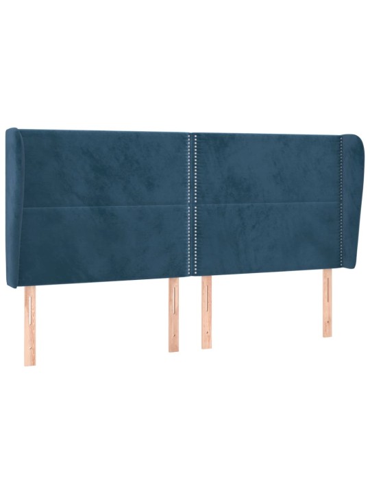 Voodipeats servadega, tumesinine, 163x23x118/128 cm, samet