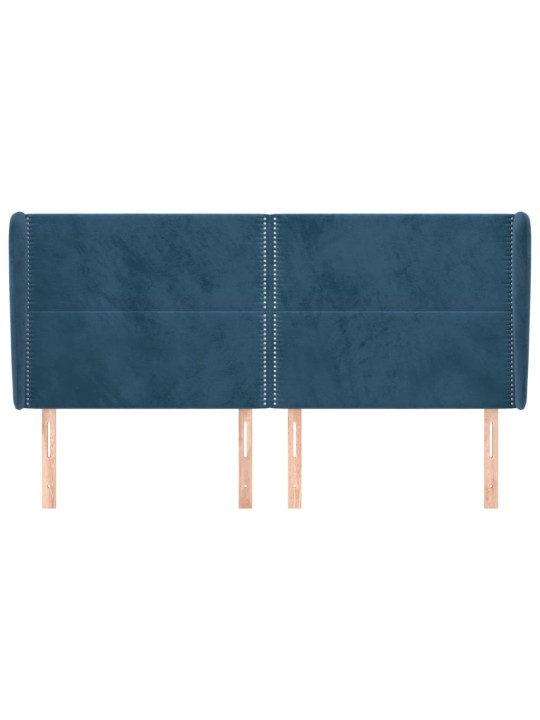 Voodipeats servadega, tumesinine, 163x23x118/128 cm, samet