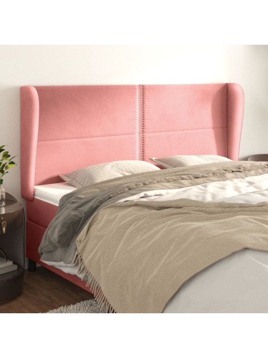 Voodipeats servadega, roosa, 147x23x118/128 cm, samet