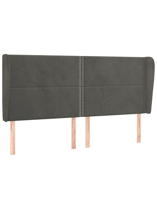 Voodipeats servadega, tumehall, 183x23x118/128 cm, samet