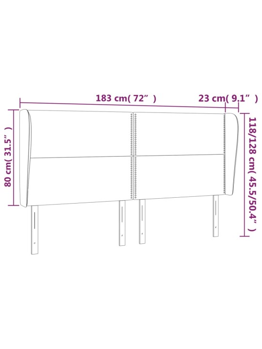 Voodipeats servadega, tumehall, 183x23x118/128 cm, samet