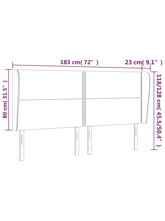 Voodipeats servadega, must, 183x23x118/128 cm, samet