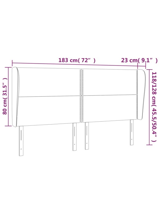 Voodipeats servadega, tumesinine, 183x23x118/128 cm, samet