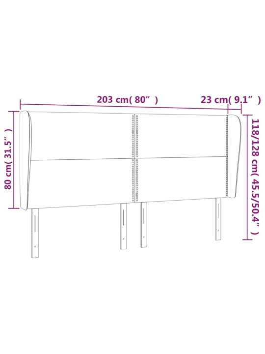 Voodipeats servadega, tumeroheline, 203x23x118/128 cm, samet