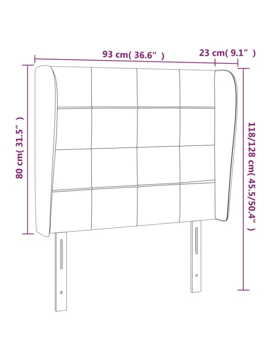 Voodipeats servadega, helehall, 93x23x118/128 cm, kangas