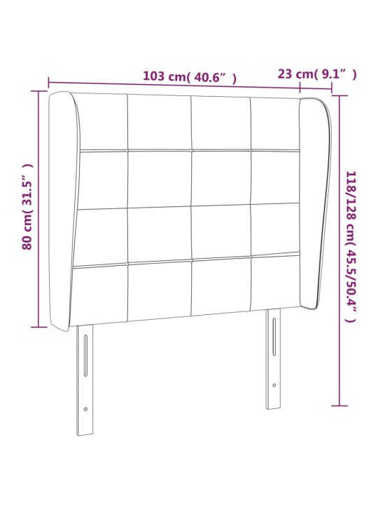 Voodipeats servadega, tumehall, 103x23x118/128 cm, kangas