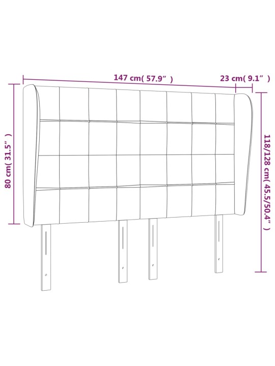 Voodipeats servadega, must, 147x23x118/128 cm, kangas