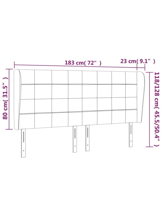 Voodipeats servadega, must, 183x23x118/128 cm, kangas