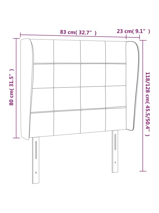 Voodipeats servadega, helehall, 83x23x118/88 cm, samet