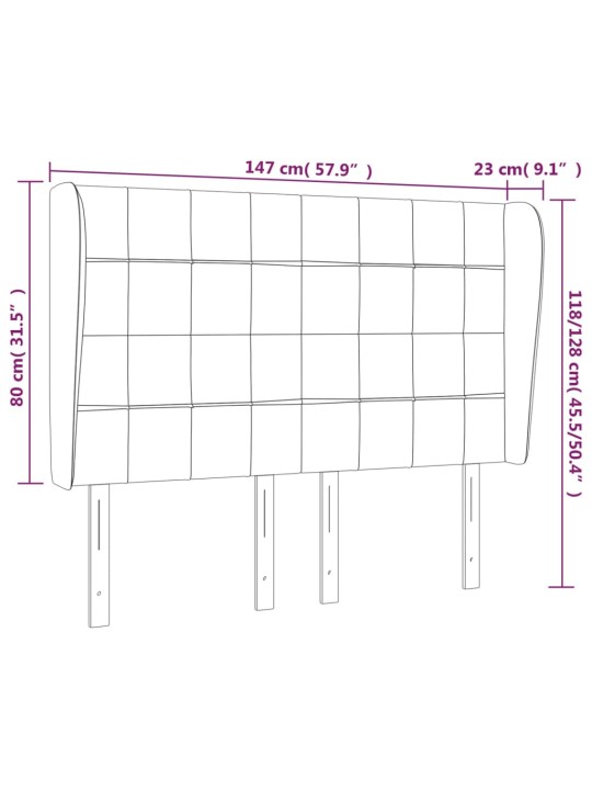 Voodipeats servadega, tumehall, 147x23x118/128 cm, samet