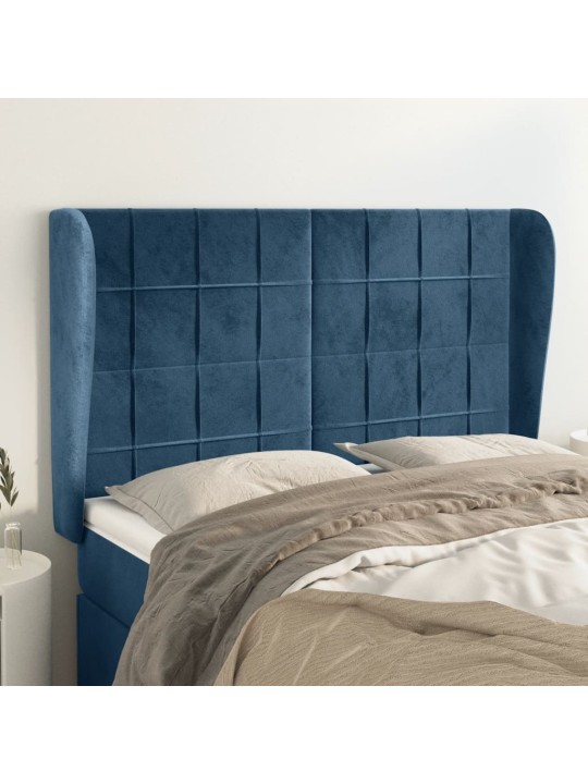 Voodipeats servadega, tumesinine, 147x23x118/128 cm, samet