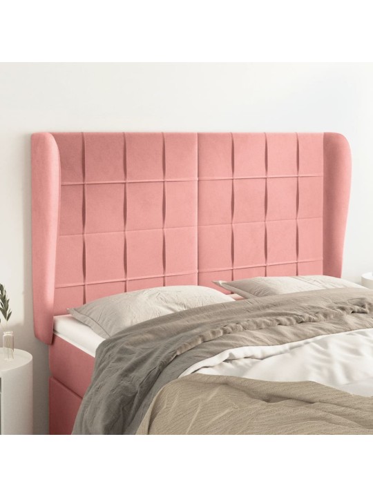 Voodipeats servadega, roosa, 147x23x118/128 cm, samet