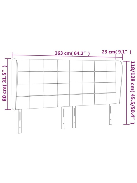 Voodipeats servadega, helehall, 163x23x118/128 cm, samet