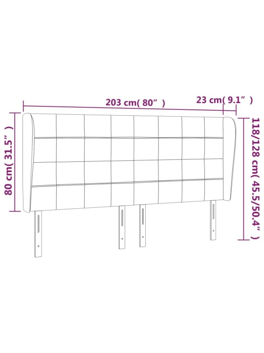 Voodipeats servadega, must, 163x23x118/128 cm, samet