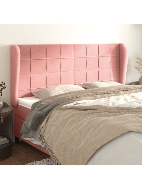 Voodipeats servadega, roosa, 147x23x118/128 cm, samet
