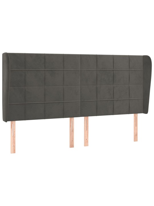 Voodipeats servadega, tumehall, 183x23x118/128 cm, samet
