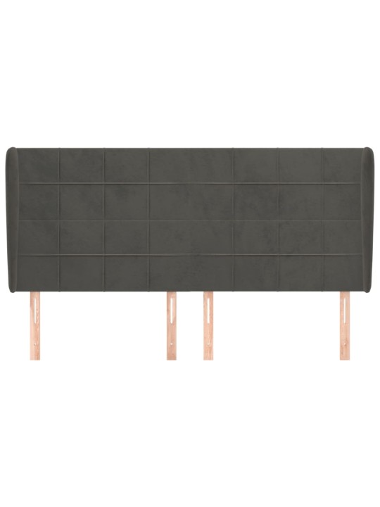 Voodipeats servadega, tumehall, 183x23x118/128 cm, samet
