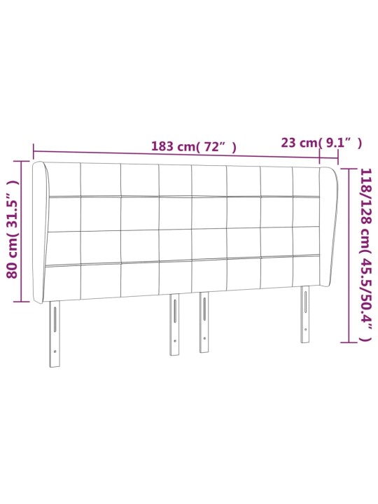Voodipeats servadega, tumehall, 183x23x118/128 cm, samet