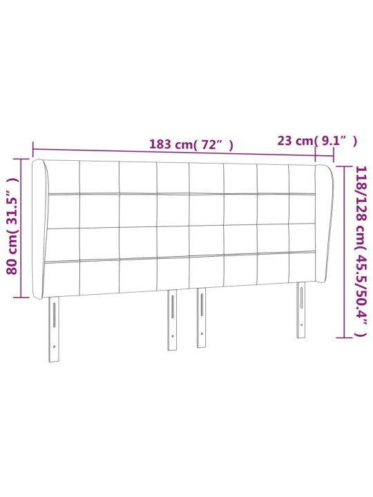 Voodipeats servadega, must, 183x23x118/128 cm, samet