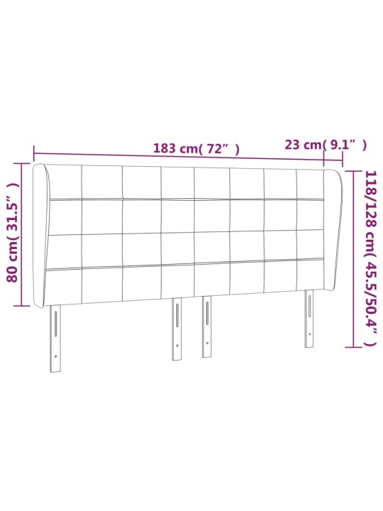 Voodipeats servadega, tumesinine, 183x23x118/128 cm, samet
