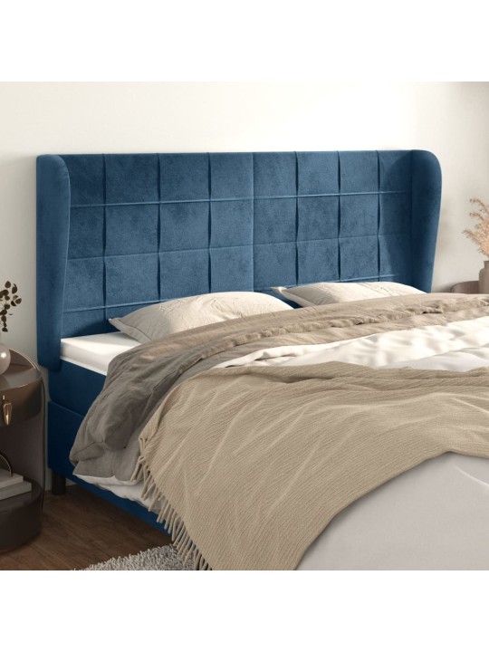 Voodipeats servadega, tumesinine, 183x23x118/128 cm, samet