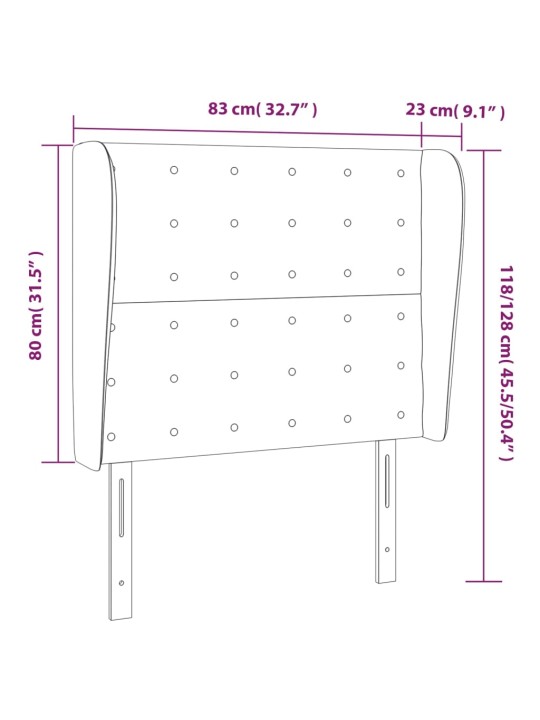 Voodipeats servadega, must, 83x23x118/88 cm, kunstnahk