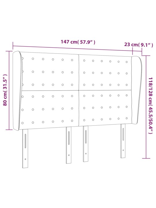 Voodipeats servadega, must, 147x23x118/128 cm, kunstnahk